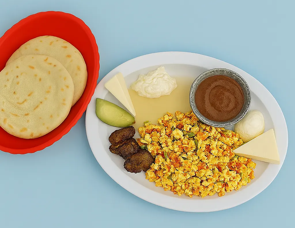 Desayunos huevos revueltos con verduras